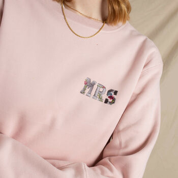 Embroidered Floral 'mrs' Sweatshirt By Rock On Ruby ...