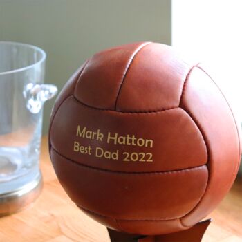 Personalised Vintage Tan Leather Football, 3 of 11