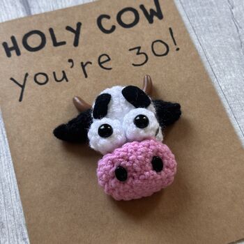 Personalised Age Cow Crochet Birthday Card Handmade, 5 of 12