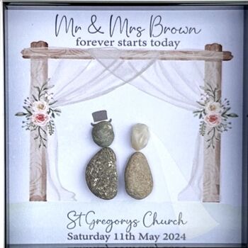 Personalised Mr And Mrs Wedding Pebble Picture, 3 of 3