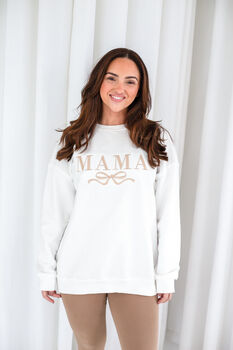 Mama Embroidered Bow Sweatshirt With Optional Matching Mama's Girl, 8 of 11