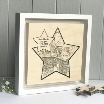 New Baby Birth Place Star Shaped Map Print, 7 of 10