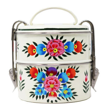 Indian Tiffin Two Compartments Hand Painted, 11 of 12