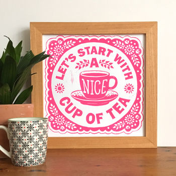 A Nice Cup Of Tea Linocut Print, 2 of 3