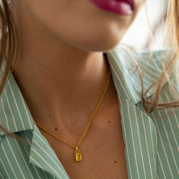 Citrine Precious Stone Necklace, 18k Gold Plated, 2 of 8