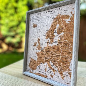 Europe Travel Map With Push Pins Cork Board Desk Size, 6 of 6