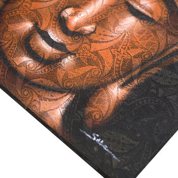 Buddha Painting Copper Brocade Detail, 2 of 6