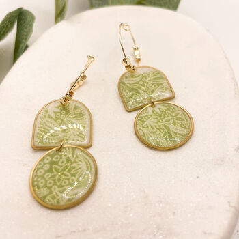 Green Botanical Statement Hoop Earrings For Her, 8 of 12
