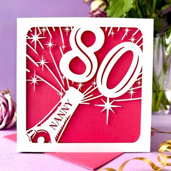 Champagne Bottle Personalised 80th Birthday Card, 2 of 4