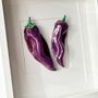 Hand Sculpted Ceramic Wall Art: Purple Peppers, thumbnail 2 of 6