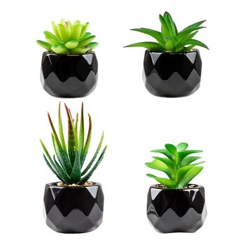 Four Mini Artificial Fake Succulents Plants In Pots, 4 of 7