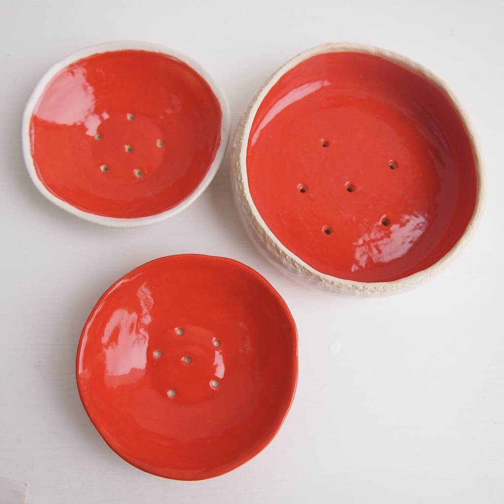 Handmade Orange Ceramic Soap Dish By