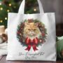 Personalised Tote Bag Cat In Christmas Wreath. 20 Different Breeds, thumbnail 7 of 12