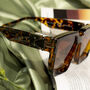 Tortoise Shell Chunky Bevelled Gold Embossed Sunglasses, thumbnail 3 of 4