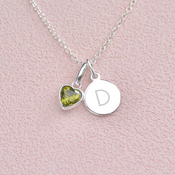 Personalised Initial And Heart Birthstone Necklace, 4 of 10