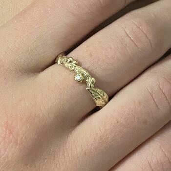 Gold And Diamond Wood Nymph Leaf Ring, 7 of 7