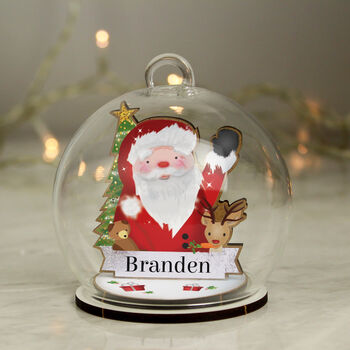 Personalised Wooden Santa Glass Bauble, 3 of 4