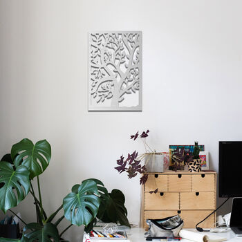 Wooden Tree Art With Leaves In Rectangular Frame, 9 of 10