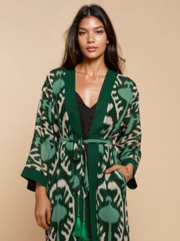 Handmade Green Chiffon Kimono, 3 of 6