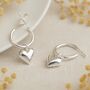 Sterling Silver Half Hoop Earrings With Heart Charm, thumbnail 1 of 9