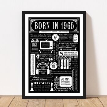 1965 Personalised 60th Birthday Fact Print Gift, 9 of 10