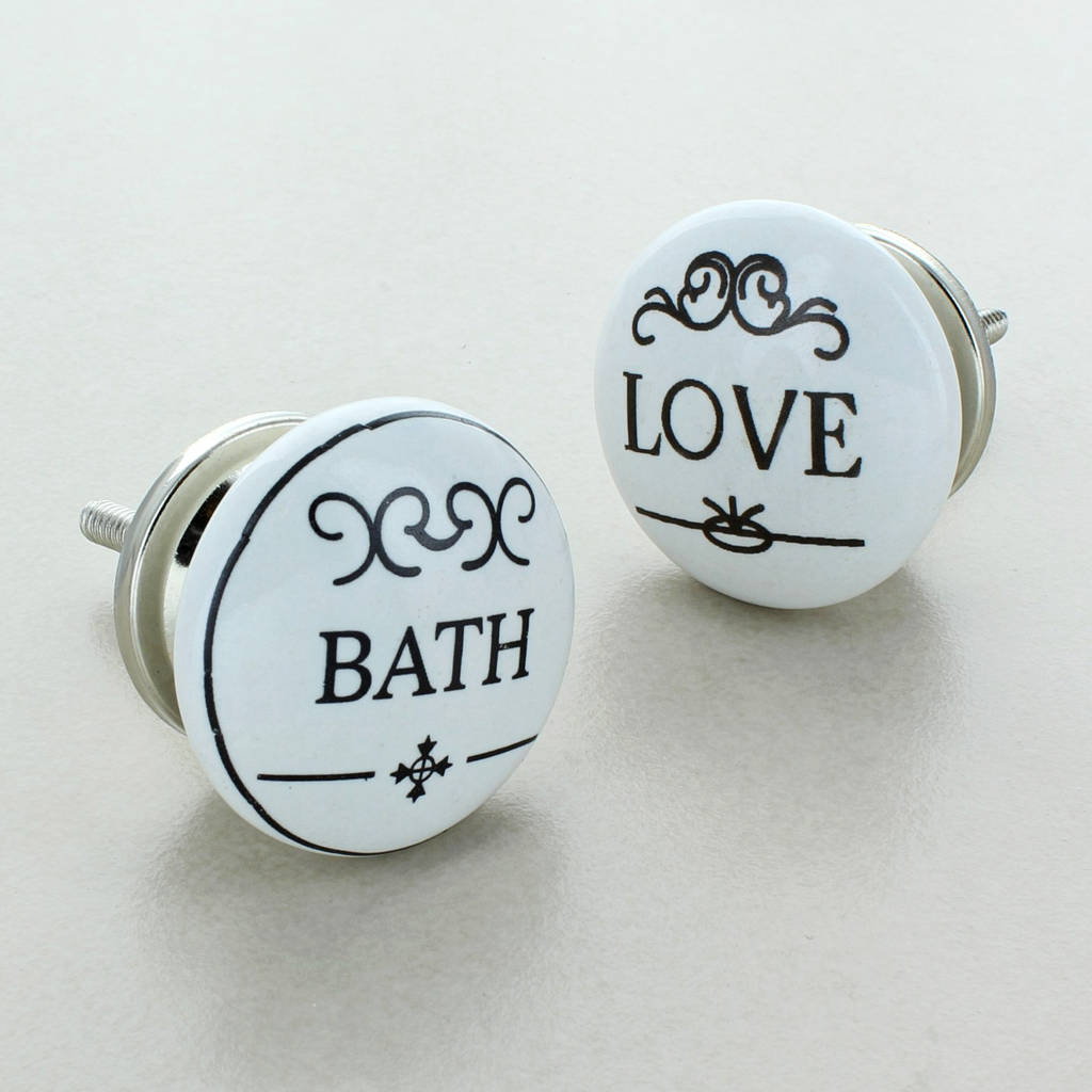 Love Bath Ceramic Door Knobs Cupboard Handles By G Decor