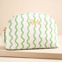 Personalised Small Green Wavy Lines Wash Bag, thumbnail 1 of 4