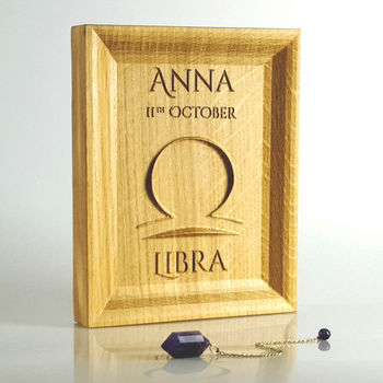 Leo/Virgo/Libra/Scorpio Zodiac Gift In Solid Oak, 3 of 4
