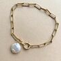 Freshwater Coin Pearl Paperclip Chain Bracelet, thumbnail 2 of 5