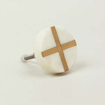G Decor Estella Marble With Brass Round Pull Knobs, 6 of 7