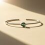 Minimalist Emerald May Birthstone Silver Bangle, thumbnail 1 of 5