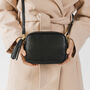Black Personalised Leather Crossbody Camera Bag, thumbnail 3 of 10