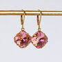 Pink Large Square Crystal Drop Earrings, thumbnail 2 of 5