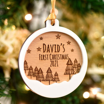Baby's First Christmas Personalised Wooden Decoration, 9 of 12