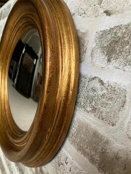 34cm Gold Convex Wall Mirror Porthole Fisheye Design, 5 of 6
