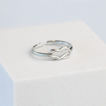 Sterling Silver Knot Adjustable Ring, 2 of 5