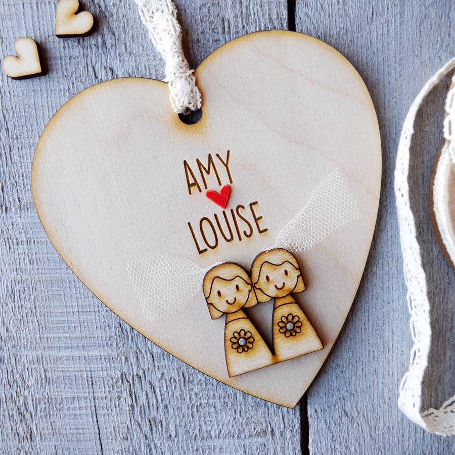 personalised bride and bride wedding heart by just toppers ...