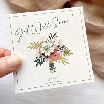 Get Well Soon Gift | Enamel Flower Pin And Card | Cheer Up Recovery Gift | Thinking Of You, 4 of 12