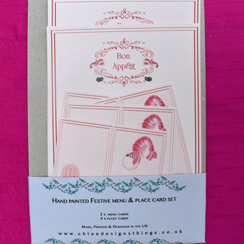 Festive Prawn Menu And Place Card Set, 2 of 4