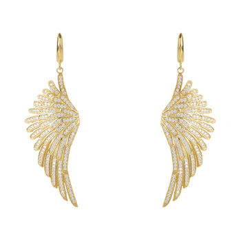 Angel Wing Silver Plated Drop Earring White, 4 of 8