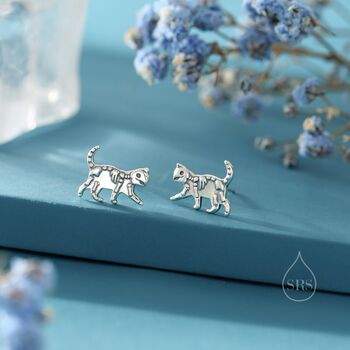 Sterling Silver Cat Skeleton Stud Earrings, 6 of 11