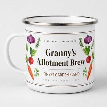 Personalised Allotment Brew Enamel Mug, 6 of 7