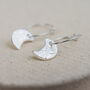 Sterling Silver Textured Moon Charm Hoops, thumbnail 2 of 3