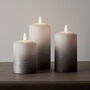 Trio Of Realistic LED Flame Grey Ombre Candles, thumbnail 1 of 5