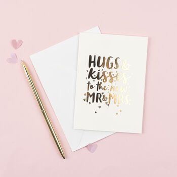 Personalised 'Hugs And Kisses To The New…' Wedding Card, 4 of 7