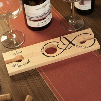 Personalised Just Married Champagne Flutes And Bottle Butler Gift Set, 2 of 6