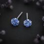 Girls Sterling Silver March Aquamarine Birthstone Stud Earrings, thumbnail 5 of 9