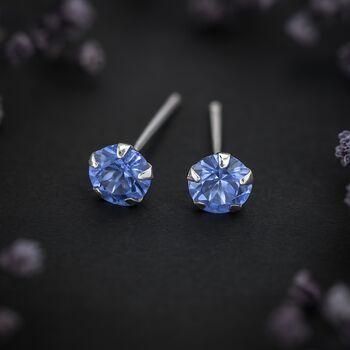 Girls Sterling Silver March Aquamarine Birthstone Stud Earrings, 5 of 9