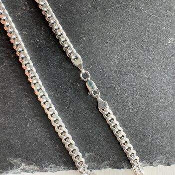 Flat Curb Sterling Silver Chain 60cm, 4 of 5