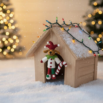 Handmade Felt Jingle Bells Jester Dog, 5 of 5